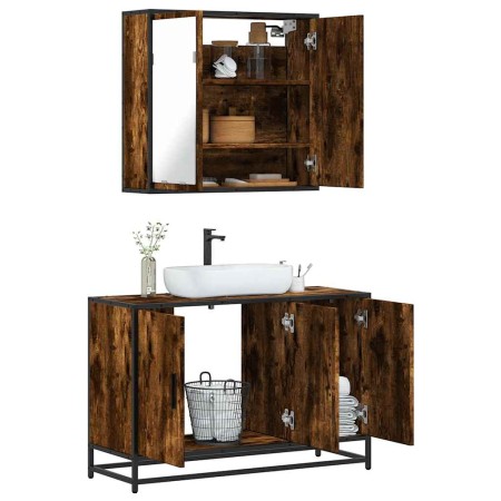 Set de muebles baño 2 pzas madera contrachapada roble ahumado von , Badezimmermöbel - Ref: Foro24-3300892, Preis: 159,44 €, R...