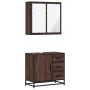 Set de muebles baño 2 pzas madera contrachapada marrón roble