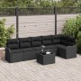 Conjunto de sofá de jardín con cojín 7 pcs Negro Poliratán