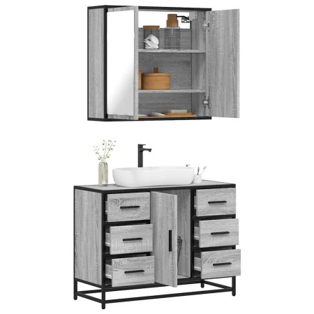 Set de muebles de baño 2 pzas madera contrachapada gris sonoma by , Bathroom furniture - Ref: Foro24-3300903, Price: 210,49 €...