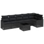 Conjunto de sofá de jardín con cojín 7 pcs Negro Poliratán