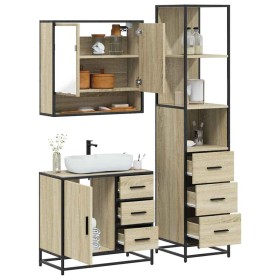 Set de muebles de baño 3 pzas madera contrachapada roble Sonoma von , Badezimmermöbel - Ref: Foro24-3301166, Preis: 277,99 €,...