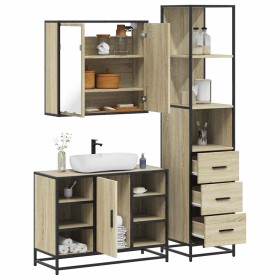 Set de muebles de baño 3 pzas madera contrachapada roble Sonoma de , Muebles de baño - Ref: Foro24-3301151, Precio: 264,39 €,...