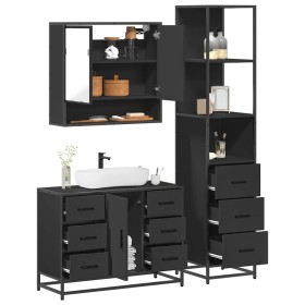 Juego de muebles de baño 3 pzas madera contrachapada negro de , Muebles de baño - Ref: Foro24-3301170, Precio: 301,58 €, Desc...