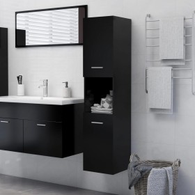 Badezimmerschrank aus schwarzem Sperrholz, 30 x 30 x 130 cm von vidaXL, Badezimmermöbel - Ref: Foro24-804998, Preis: 69,18 €,...