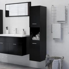 Badezimmerschrank aus schwarzem Sperrholz, 30 x 30 x 130 cm von vidaXL, Badezimmermöbel - Ref: Foro24-804998, Preis: 67,24 €,...