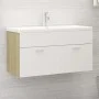 Waschbeckenschrank aus weißem Eichensperrholz 90x38,5x46 cm von vidaXL, Badezimmermöbel - Ref: Foro24-804670, Preis: 34,70 €,...