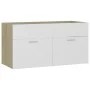 Waschbeckenschrank aus weißem Eichensperrholz 90x38,5x46 cm von vidaXL, Badezimmermöbel - Ref: Foro24-804670, Preis: 34,70 €,...