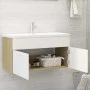 Waschbeckenschrank aus weißem Eichensperrholz 90x38,5x46 cm von vidaXL, Badezimmermöbel - Ref: Foro24-804670, Preis: 34,70 €,...