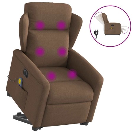 Sillón de masaje eléctrico reclinable elevable tela marrón by , Armchairs - Ref: Foro24-3303168, Price: 318,34 €, Discount: %