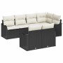 Conjunto de sofá de jardín con cojín 7 pcs Negro Poliratán