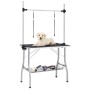 Mesa de aseo para perros ajustable con 2 lazos y cesta