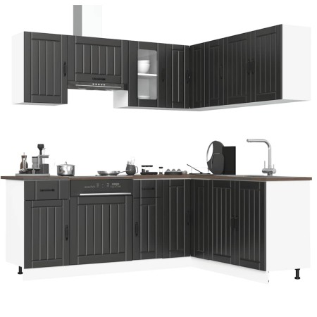 Mueble de cocina Lucca negra 11 piezas madera contrachapada von , Küchenschränke - Ref: Foro24-3314952, Preis: 683,15 €, Raba...