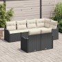 Conjunto de sofá de jardín con cojín 7 pcs Negro Poliratán