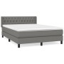 Cama box spring con colchón tela gris oscuro 140x190 cm