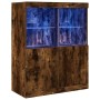Aparador de madera de ingeniería roble ahumado 81x37x100 cm by , Lockers and storage cabinets - Ref: Foro24-3318621, Price: 1...