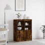 Aparador de madera de ingeniería roble ahumado 81x37x100 cm by , Lockers and storage cabinets - Ref: Foro24-3318621, Price: 1...