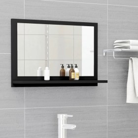 Espejo de baño madera contrachapada negro 60x10,5x37 cm