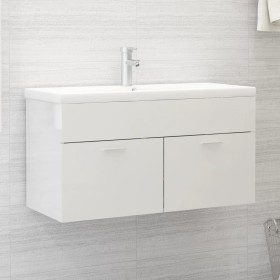Glossy white plywood sink cabinet 90x38.5x46 cm by vidaXL, Bathroom furniture - Ref: Foro24-804671, Price: 34,17 €, Discount: %