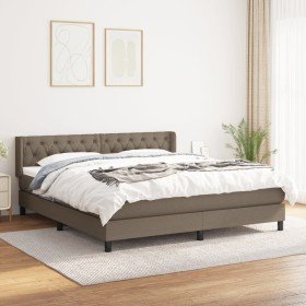 Cama box spring con colchón tela gris taupe 160x200 cm Cama box spring con colchón tela gris taupe 160x200 cm
