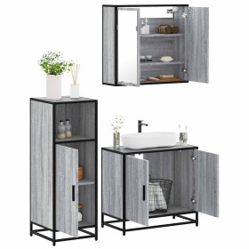 Set de muebles de baño 3 pzas madera contrachapada gris sonoma de , Muebles de baño - Ref: Foro24-3300948, Precio: 216,57 €, ...