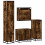 Set de muebles baño 4 pzas madera contrachapada roble ahumado de , Muebles de baño - Ref: Foro24-3301217, Precio: 337,12 €, D...