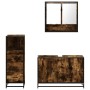 Set de muebles baño 3 pzas madera contrachapada roble ahumado de , Muebles de baño - Ref: Foro24-3301042, Precio: 245,45 €, D...