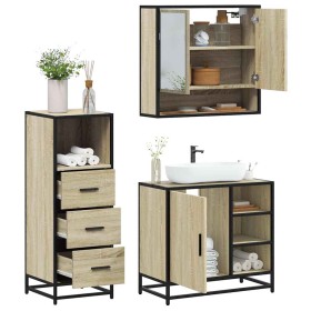 Set de muebles de baño 3 pzas madera contrachapada roble Sonoma von , Badezimmermöbel - Ref: Foro24-3301056, Preis: 221,10 €,...