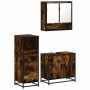 Set de muebles baño 3 pzas madera contrachapada roble ahumado de , Muebles de baño - Ref: Foro24-3301037, Precio: 213,60 €, D...