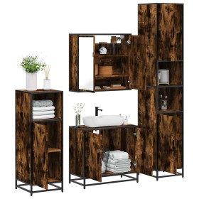 Set de muebles baño 4 pzas madera contrachapada roble ahumado von , Badezimmermöbel - Ref: Foro24-3301187, Preis: 335,69 €, R...