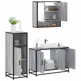 Set de muebles de baño 3 pzas madera contrachapada gris sonoma de , Muebles de baño - Ref: Foro24-3300983, Precio: 237,63 €, ...