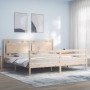 Bed frame with solid wood headboard 200x200 cm by vidaXL, Beds and slatted bases - Ref: Foro24-3194071, Price: 177,05 €, Disc...