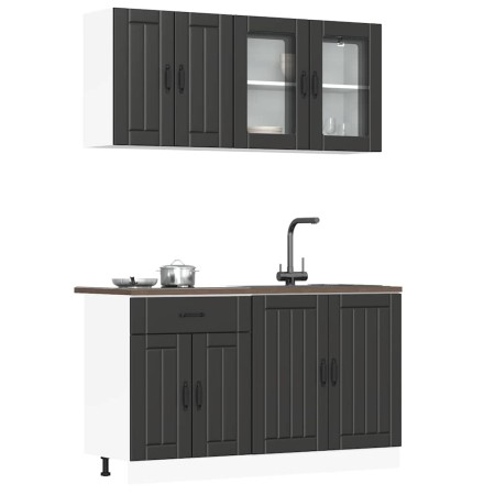 Mueble de cocina Kalmar negra 4 piezas madera contrachapada von , Küchenschränke - Ref: Foro24-3314862, Preis: 316,39 €, Raba...