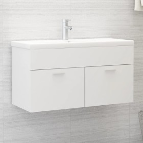 Waschbeckenunterschrank aus weißem Sperrholz, 90 x 38,5 x 46 cm von vidaXL, Badezimmermöbel - Ref: Foro24-804665, Preis: 34,0...