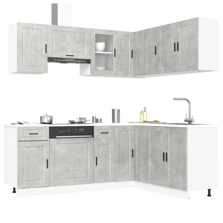 Mueble cocina Porto gris hormigón 11 pzas madera contrachapada von , Küchenschränke - Ref: Foro24-3314965, Preis: 668,62 €, R...
