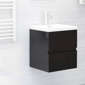 Armario para lavabo contrachapada negro brillo 41x38,5x45 cm