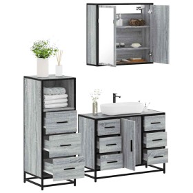 Set de muebles de baño 3 pzas madera contrachapada gris sonoma de , Muebles de baño - Ref: Foro24-3301023, Precio: 297,79 €