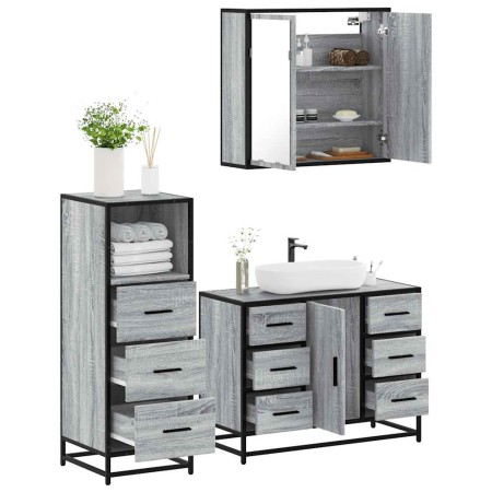 Set de muebles de baño 3 pzas madera contrachapada gris sonoma de , Muebles de baño - Ref: Foro24-3301023, Precio: 298,74 €, ...