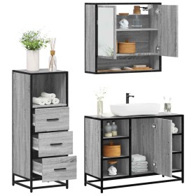 Set de muebles de baño 3 pzas madera contrachapada gris sonoma de , Muebles de baño - Ref: Foro24-3301063, Precio: 243,36 €, ...
