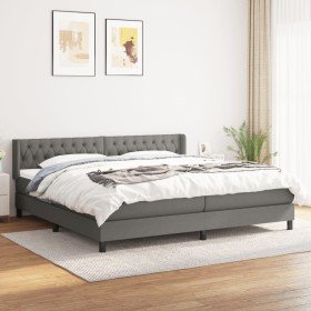 Cama box spring con colchón tela gris oscuro 200x200 cm Cama box spring con colchón tela gris oscuro 200x200 cm