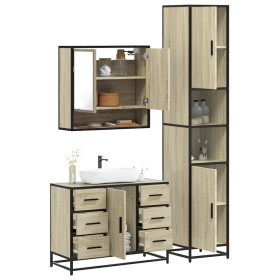 Set de muebles de baño 3 pzas madera contrachapada roble Sonoma de , Muebles de baño - Ref: Foro24-3301111, Precio: 333,23 €,...