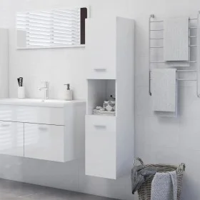 Badezimmerschrank aus glänzend weißem Sperrholz, 30 x 30 x 130 cm von vidaXL, Badezimmermöbel - Ref: Foro24-805003, Preis: 74...