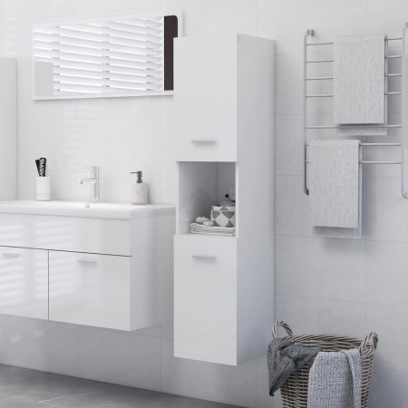 Badezimmerschrank aus glänzend weißem Sperrholz, 30 x 30 x 130 cm von vidaXL, Badezimmermöbel - Ref: Foro24-805003, Preis: 82...