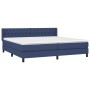 Cama box spring con colchón tela azul 200x200 cm