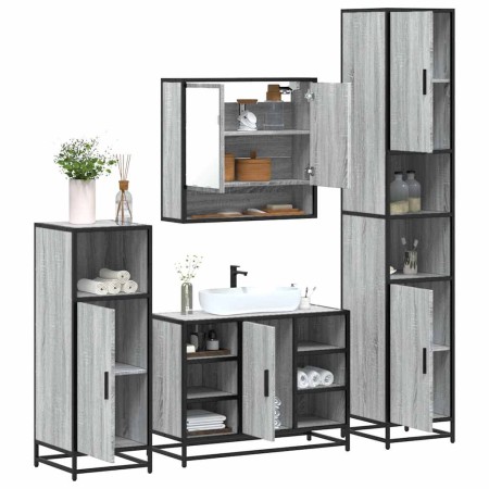 Set de muebles de baño 4 pzas madera contrachapada gris sonoma by , Bathroom furniture - Ref: Foro24-3301243, Price: 421,87 €...