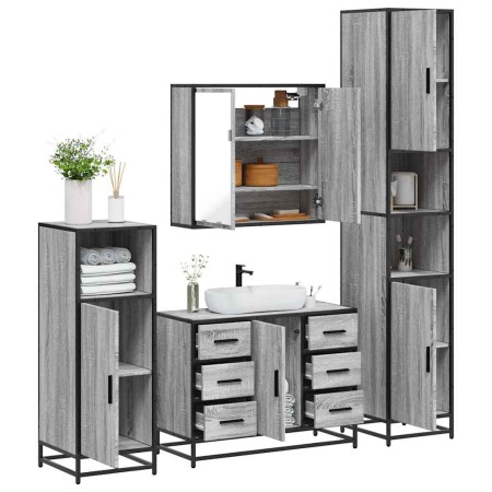 Set de muebles de baño 4 pzas madera contrachapada gris sonoma by , Bathroom furniture - Ref: Foro24-3301203, Price: 482,26 €...