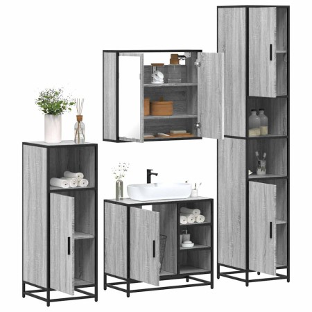 Set de muebles de baño 4 pzas madera contrachapada gris sonoma von , Badezimmermöbel - Ref: Foro24-3301208, Preis: 434,28 €, ...