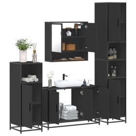 Juego de muebles de baño 4 pzas madera contrachapada negro de , Muebles de baño - Ref: Foro24-3301220, Precio: 439,11 €, Desc...