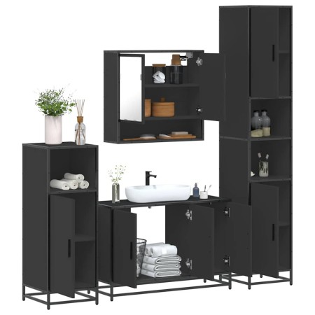 Juego de muebles de baño 4 pzas madera contrachapada negro by , Bathroom furniture - Ref: Foro24-3301220, Price: 446,37 €, Di...