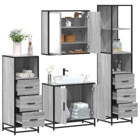 Set de muebles de baño 4 pzas madera contrachapada gris sonoma by , Bathroom furniture - Ref: Foro24-3301248, Price: 342,24 €...